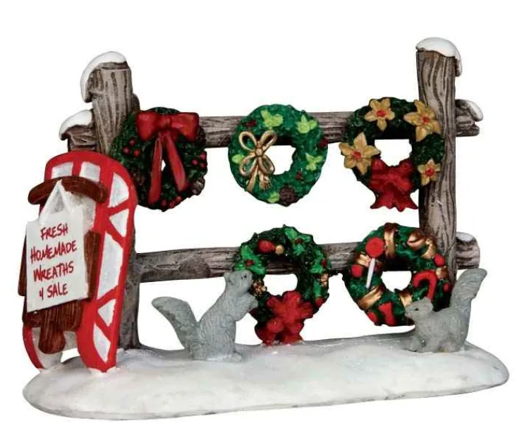 Lemax 54942 - Christmas Wreaths 4 Sale - Misc. Accessories* Lemax Misc. Accessories