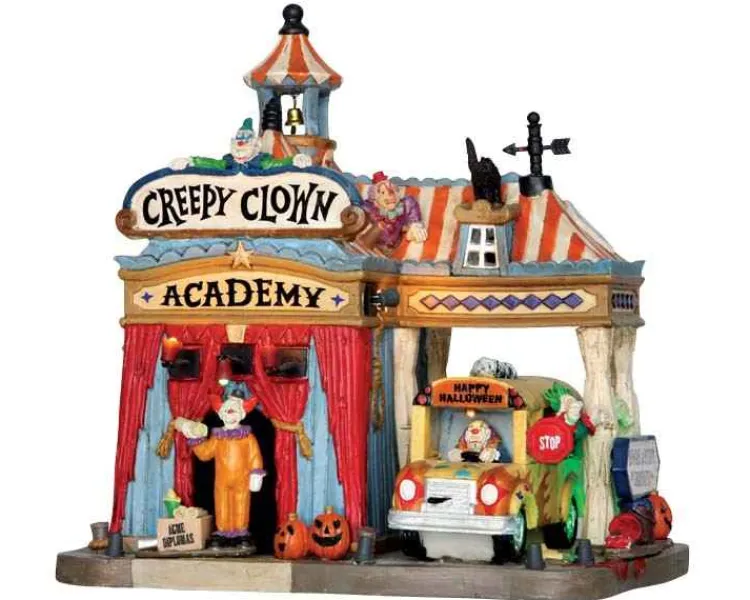 Lemax 55905 - Creepy Clown Academy, With 4.5-Volt Adaptor - Spooky Town Houses* Lemax Spooky Town Houses